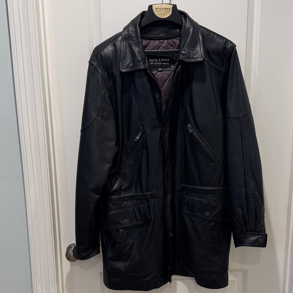 Wilson Classic Black Leather Men's Coat